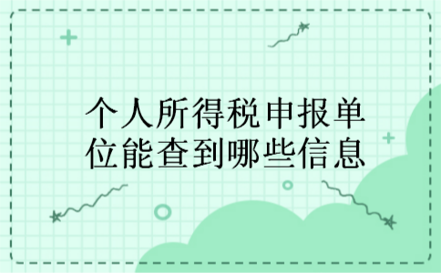  个人所得税申报单位能查到哪些信息