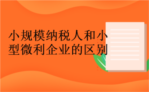 小规模纳税人和小型微利企业的区别 小规模纳税人和小型微利企业的区别