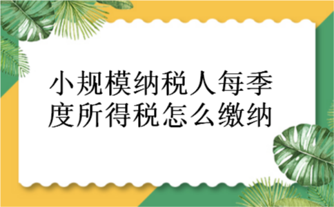 小规模纳税人每季度所得税怎么缴纳