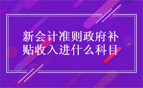  新会计准则政府补贴收入进什么科目