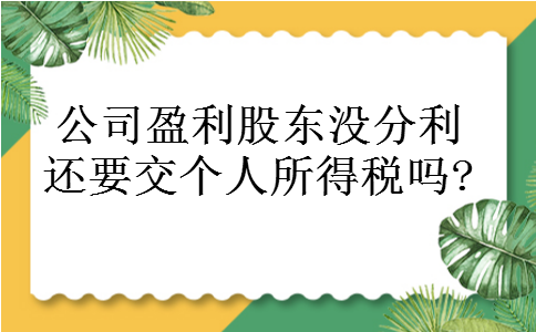 公司盈利股东没分利还要交个人所得税吗? 公司盈利股东没分利还要交个人所得税吗?