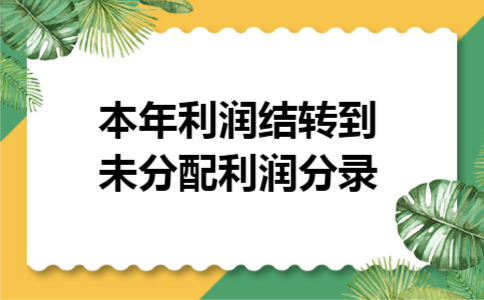  本年利润结转到未分配利润分录