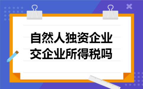  自然人独资企业交企业所得税吗