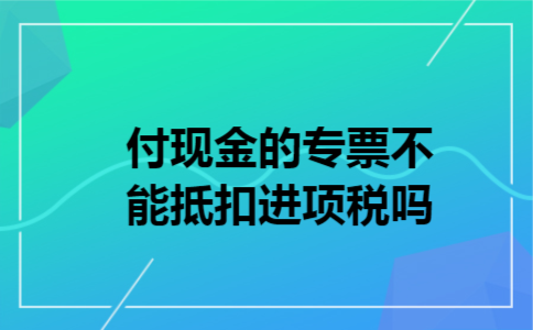  付现金的专票不能抵扣进项税吗