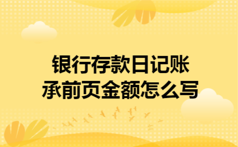  银行存款日记账承前页金额怎么写