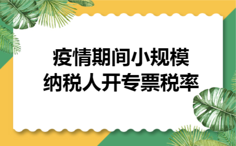  疫情期间小规模纳税人开专票税率